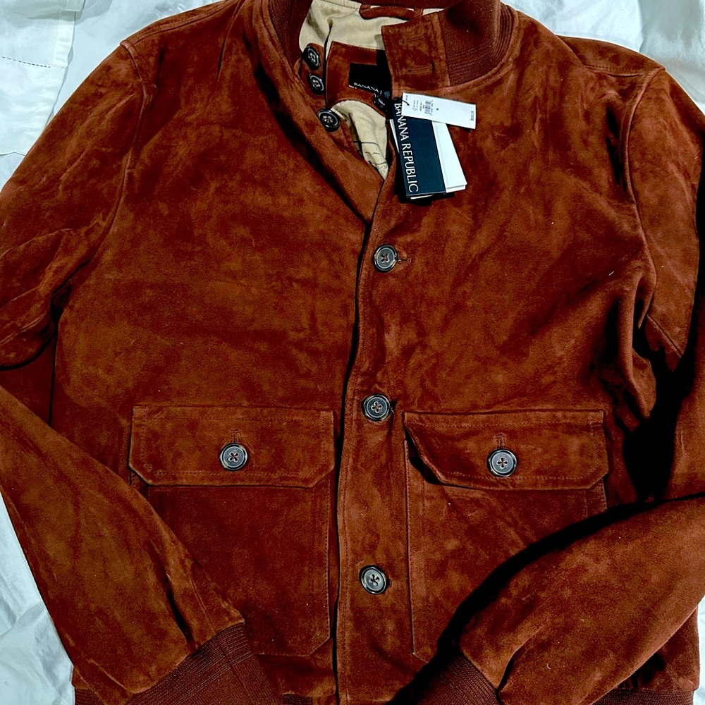 BANANA REPUBLIC BOMBER STYLE SUADE JACKET COLOR BROWN SIZE M